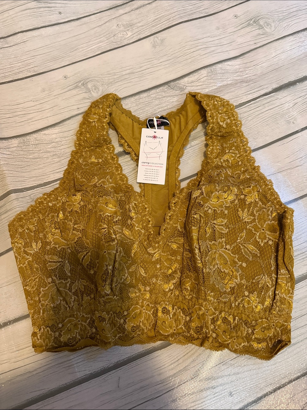 NWT Cosabella Gold Lace Bralette - Never Say Never Medium Curvy Racerback bra